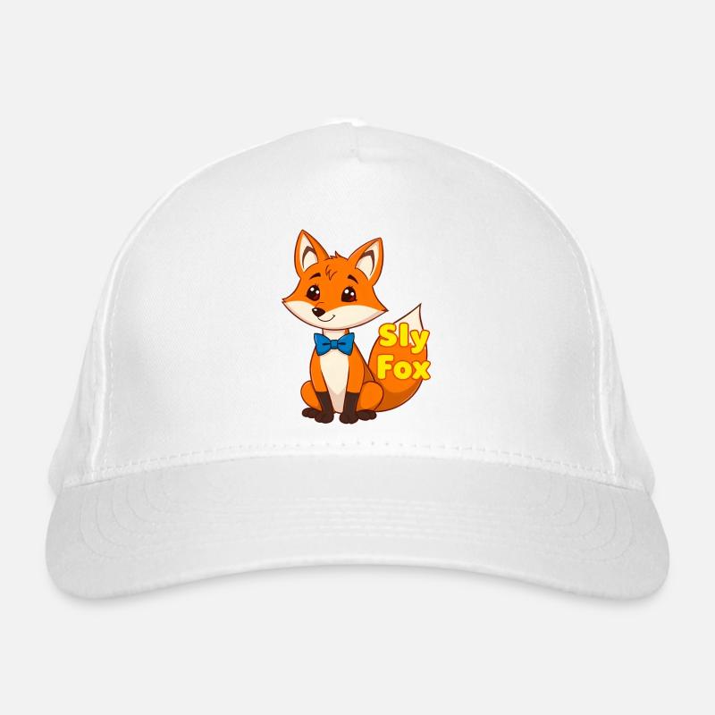 Charming Cartoon Fox with Blue Bowtie Organic Baseball Cap
