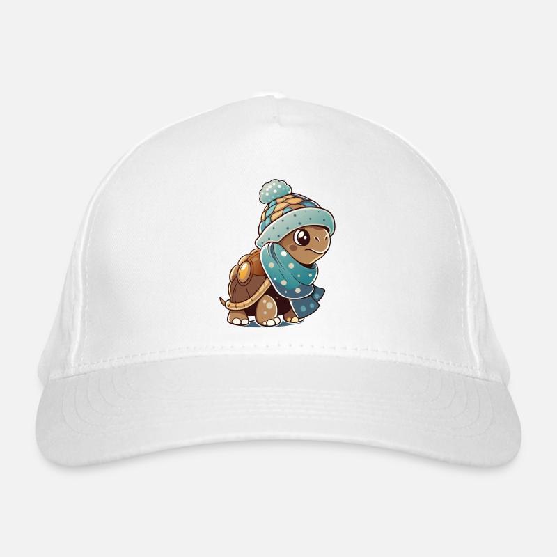 Cute turtle with scarf and bobble hat. Organic Baseball Cap