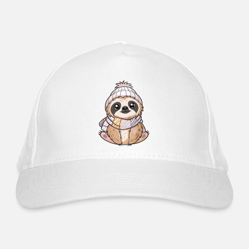 Cute sloth with scarf and bobble hat. Organic Baseball Cap