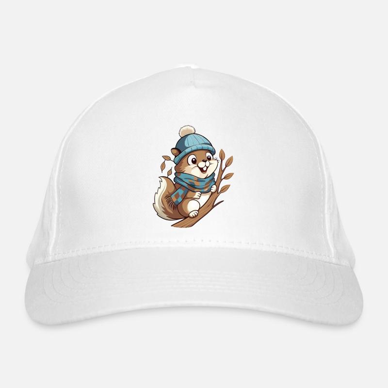 Cute squirrel with scarf and bobble hat. Organic Baseball Cap