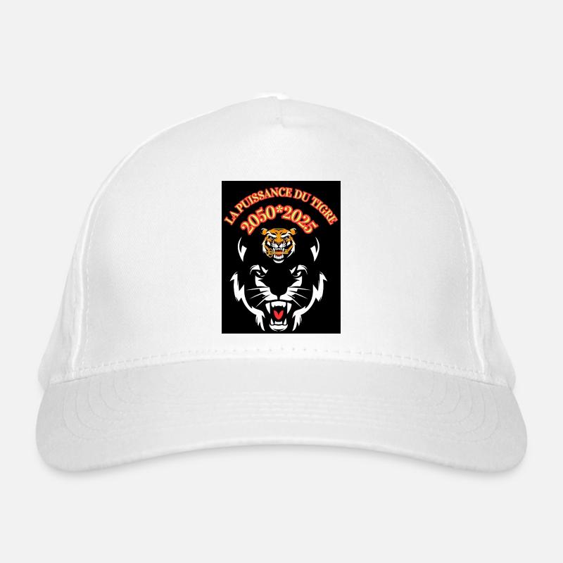 Die Macht des Tigers - Bio-Baseballkappe - Weiß