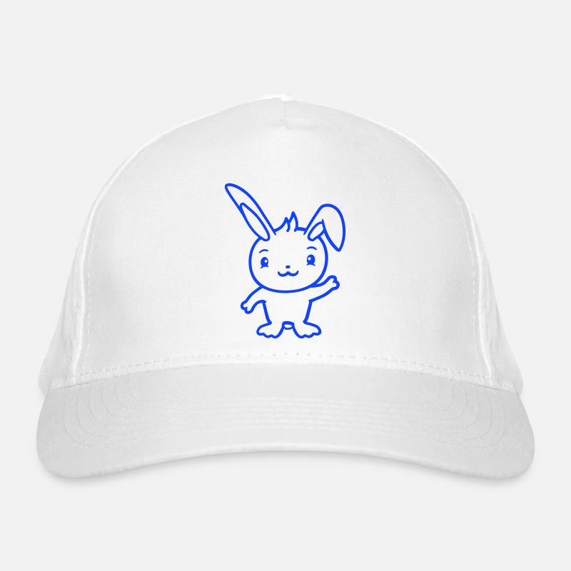Rabbit waving friendly greeting hand waving hello Organic Baseball Cap