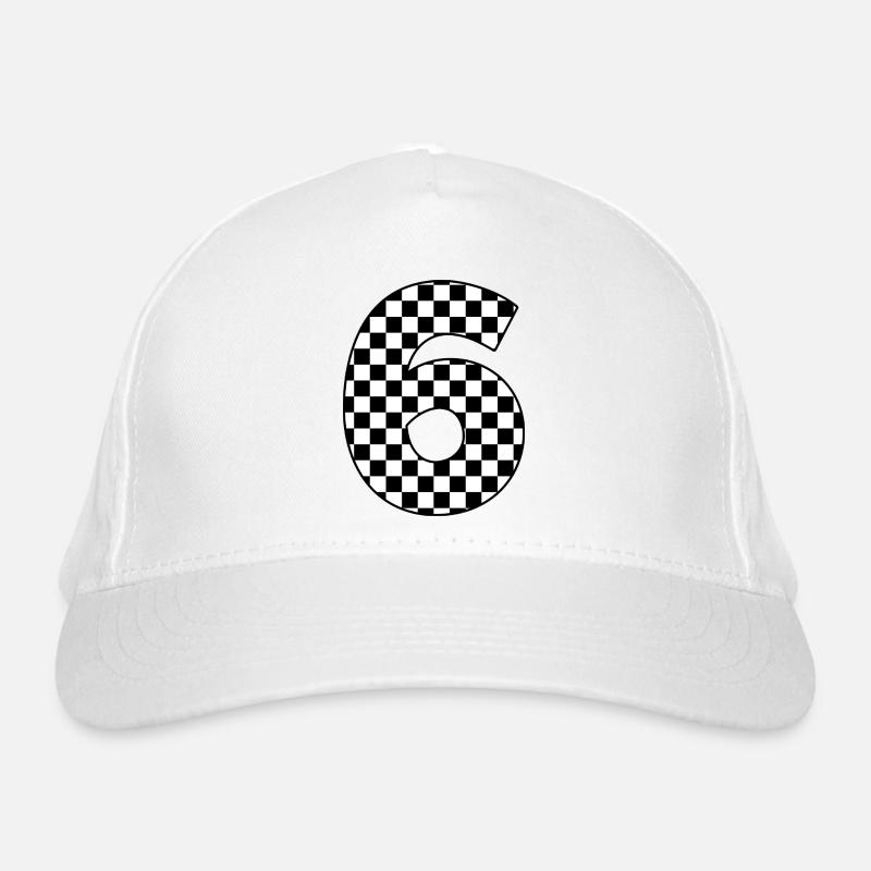 Nummer 6 kariert Bio-Baseballkappe