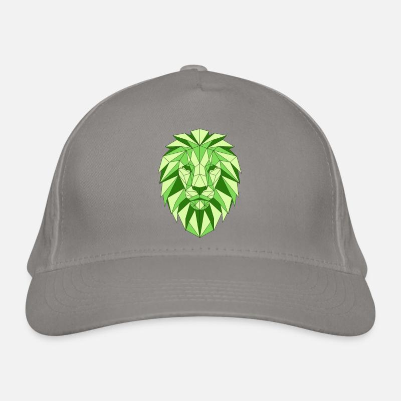 Geometric lion head in green Organic Baseball Cap