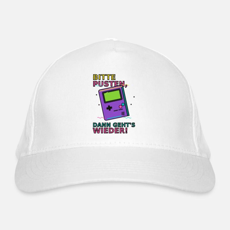 Retro Gaming Saying with Handheld Game Device Video Games Organic Baseball Cap