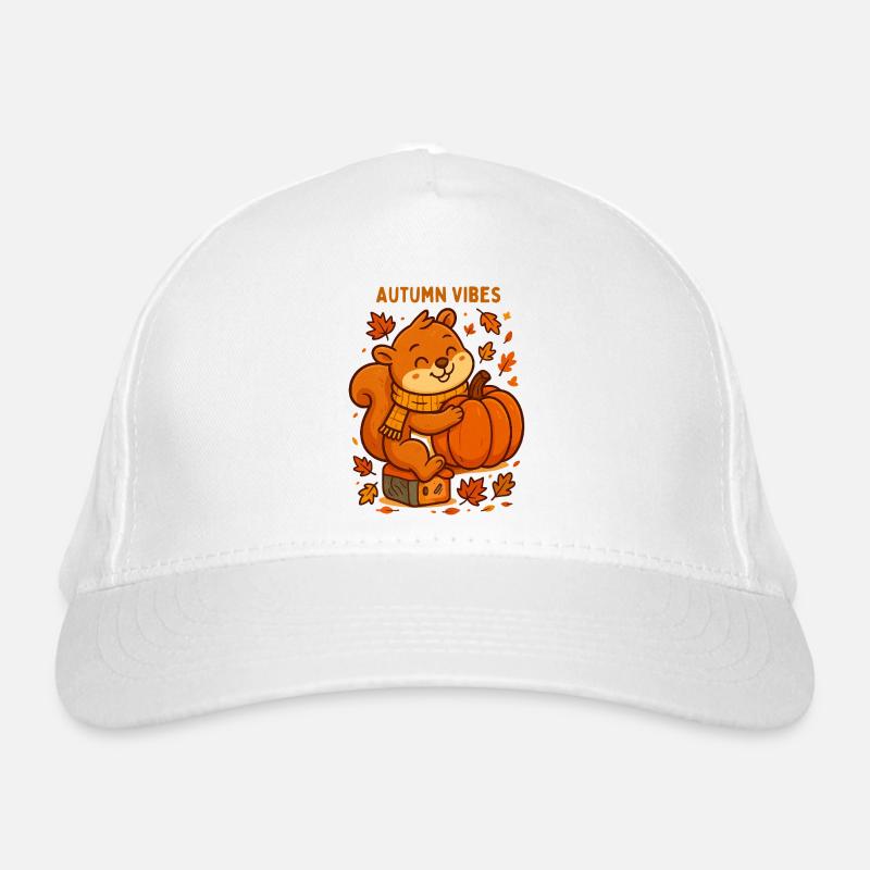 Herbstiges Eichhörnchen mit Kürbis Herbst autumn  Bio-Baseballkappe