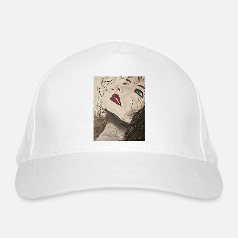 Expressionist Portrait with Blue Gaze Organic Baseball Cap