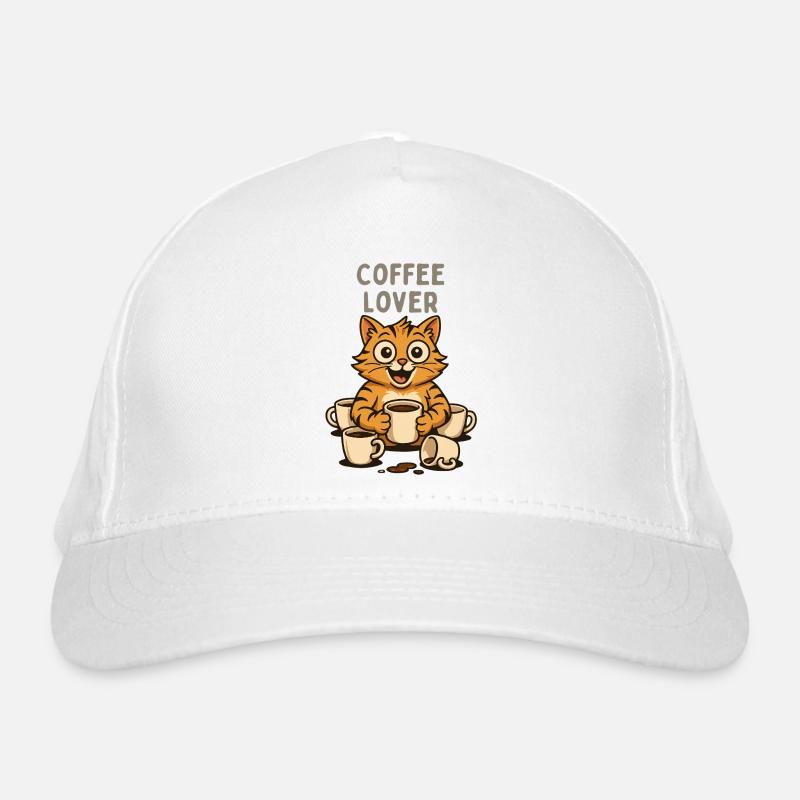 Coffee Lover Cat Illustration Breakfast Organic Baseball Cap
