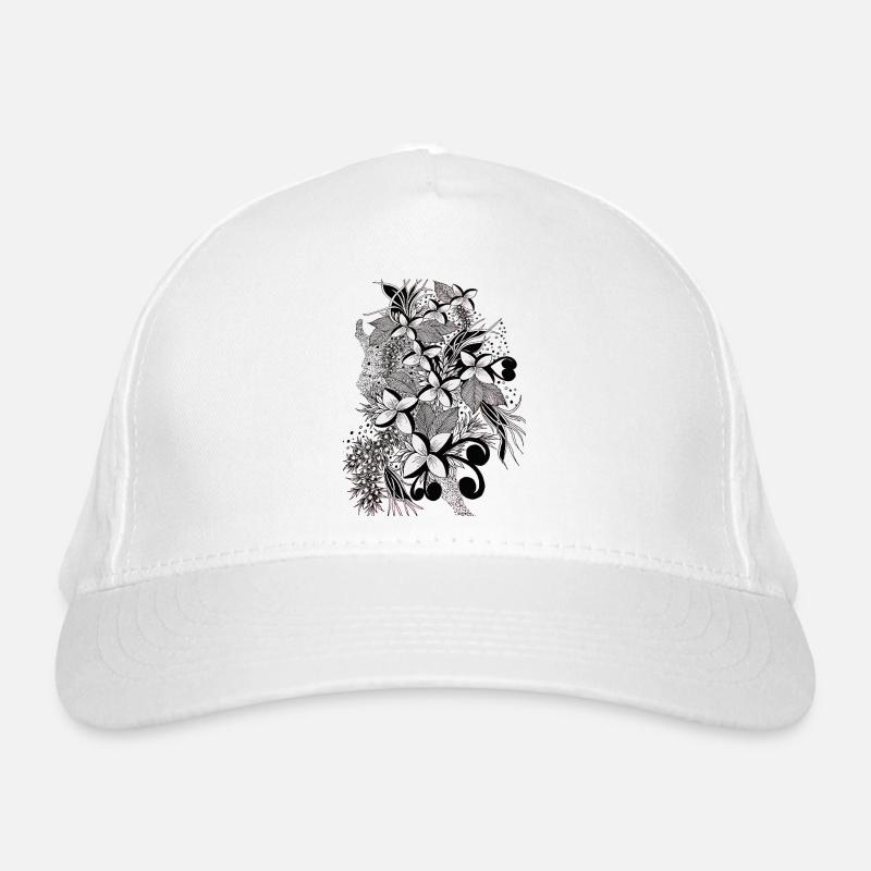 Monochrome Blütenlinien Bio-Baseballkappe
