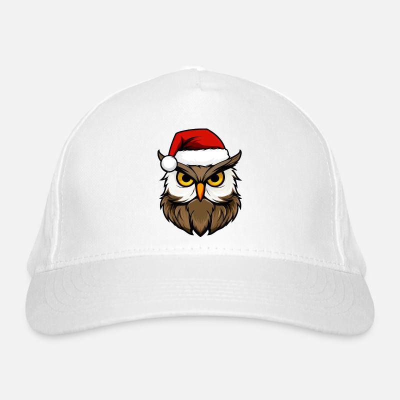 Eulen Weihnachten - Bio-Baseballkappe - Weiß