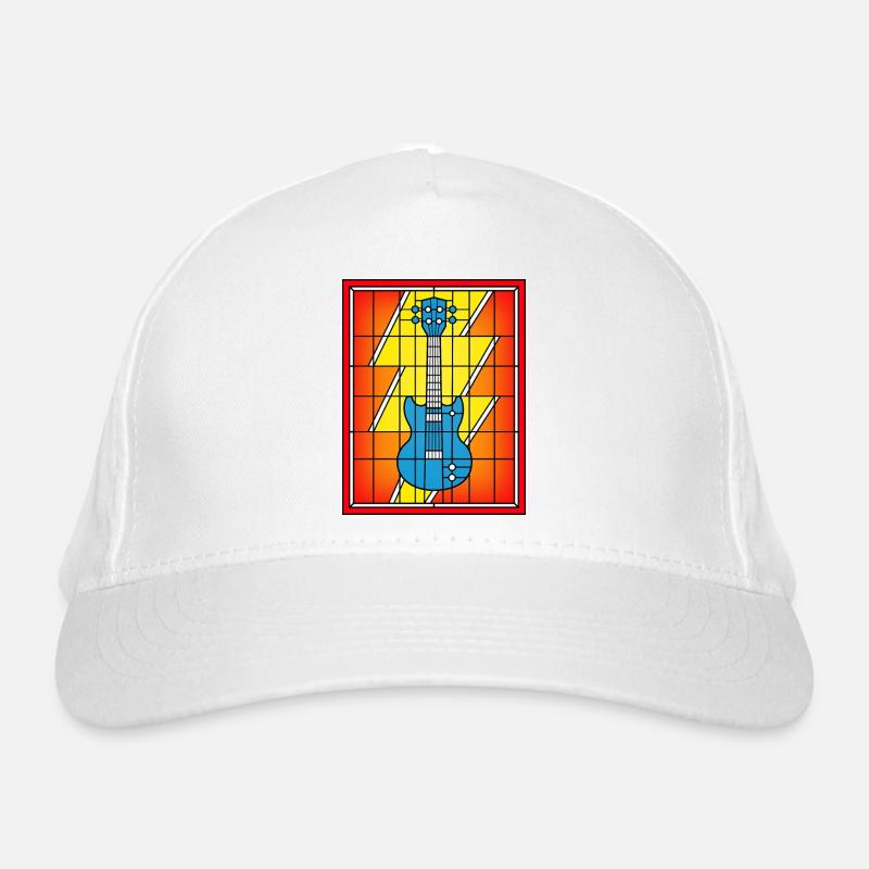 Stained Glass Blue Guitar Organic Baseball Cap