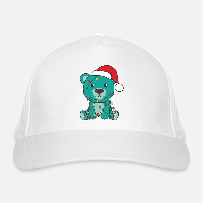 Weihnachtsbär Mit Weihnachtsmütze Und Lichtern Bio-Baseballkappe