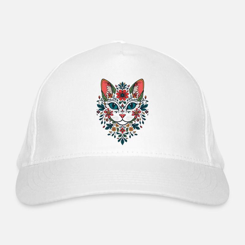 Portrait du chat fleur Casquette classique bio