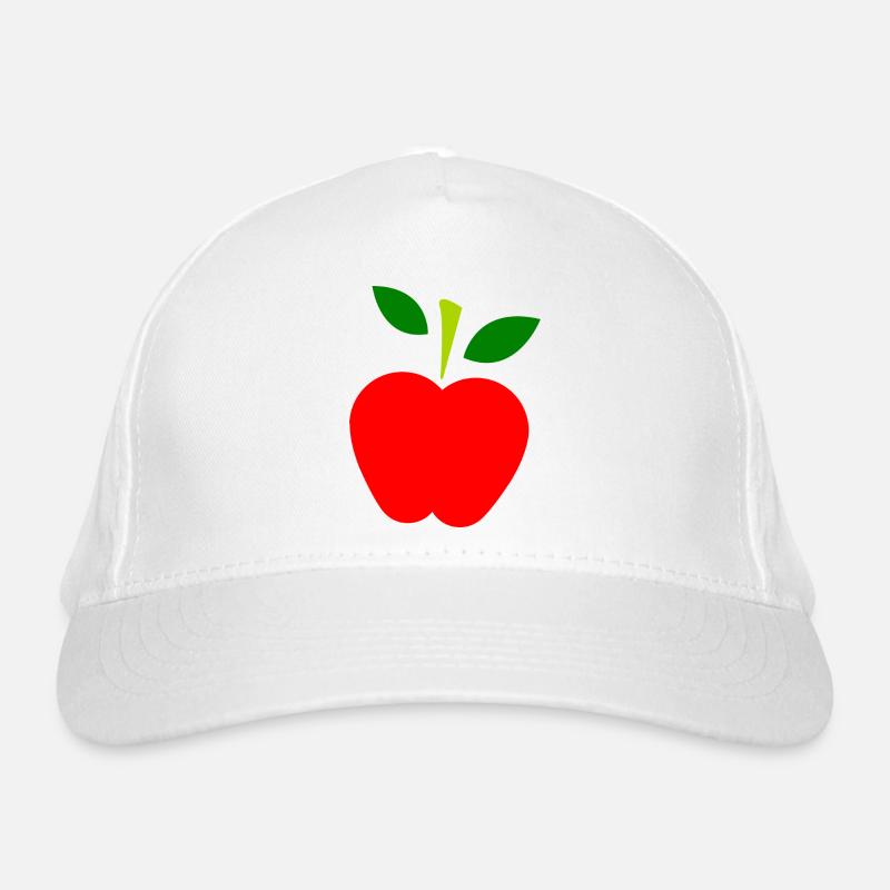 Minimalistischer roter Apfel mit Blättern Bio-Baseballkappe