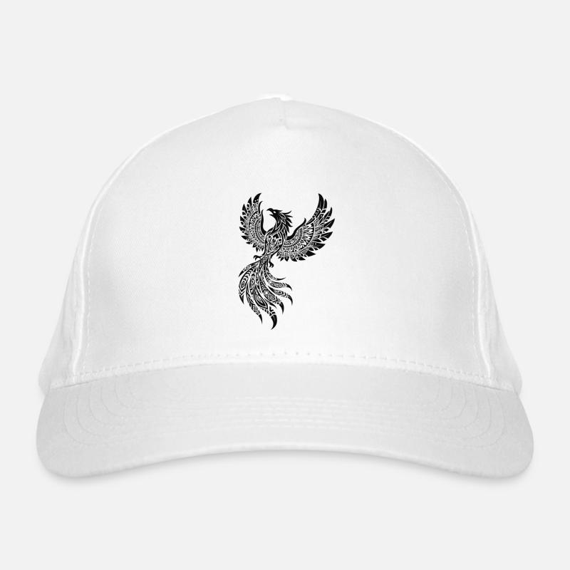 Schwarzer Phönix Ornament-Design Bio-Baseballkappe
