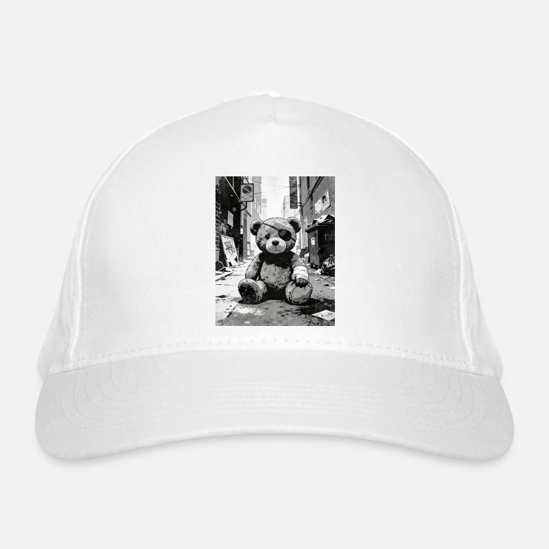 Teddy bear with eye patch near road Organic Baseball Cap