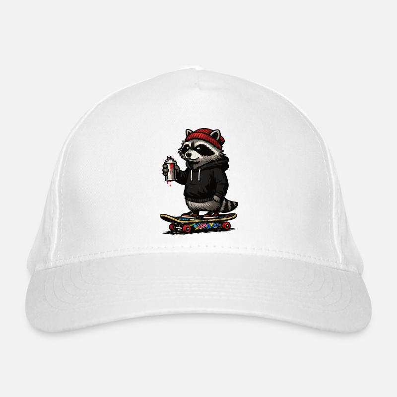 Waschbär Skate Graffiti Bio-Baseballkappe