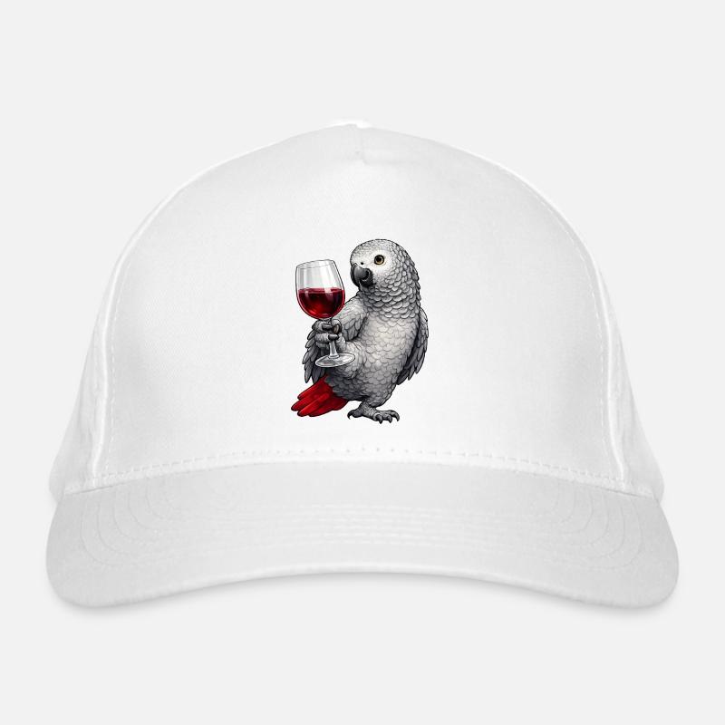 Verre à vin à perroquet gris d’Afrique - Casquette classique bio - blanc