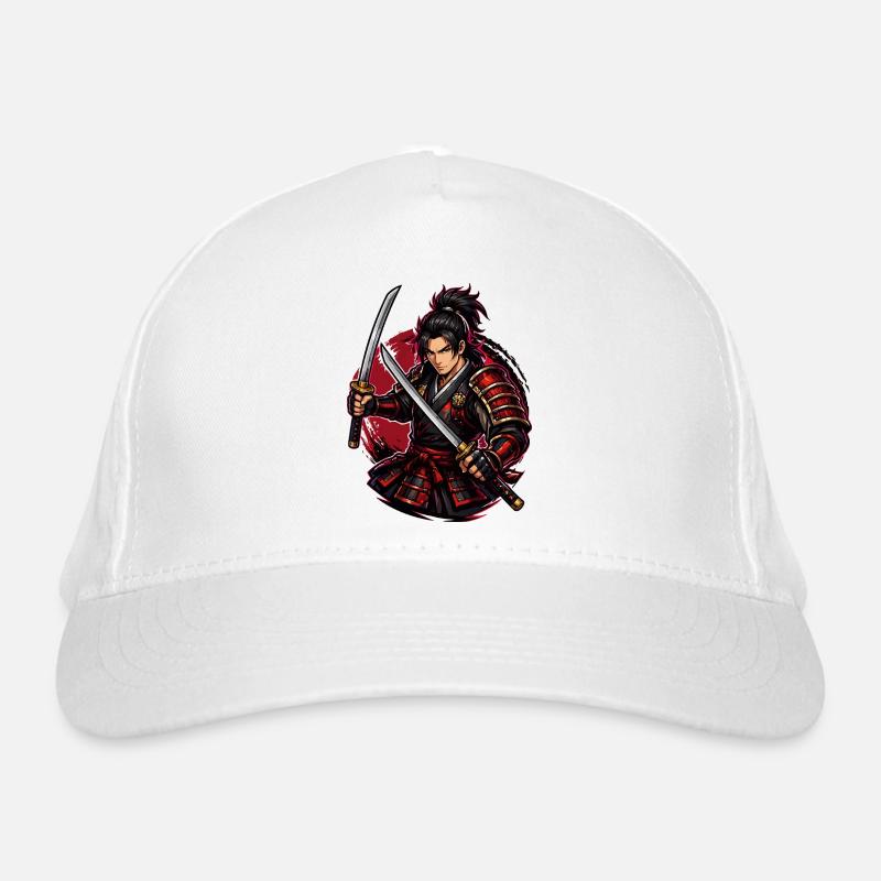 Samurai-Kämpfer in rotem Wirbel Bio-Baseballkappe