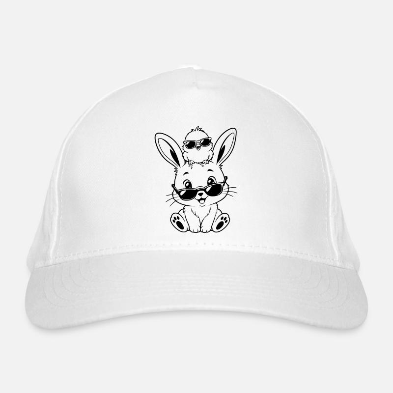 Hase mit Küken und Sonnenbrille Bio-Baseballkappe