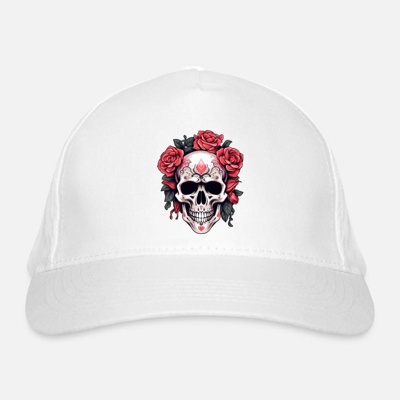 Gothic Skull and Roses Art Organic Baseball Cap