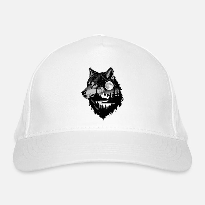 Portrait de loup noir. Conception de loup Casquette classique bio