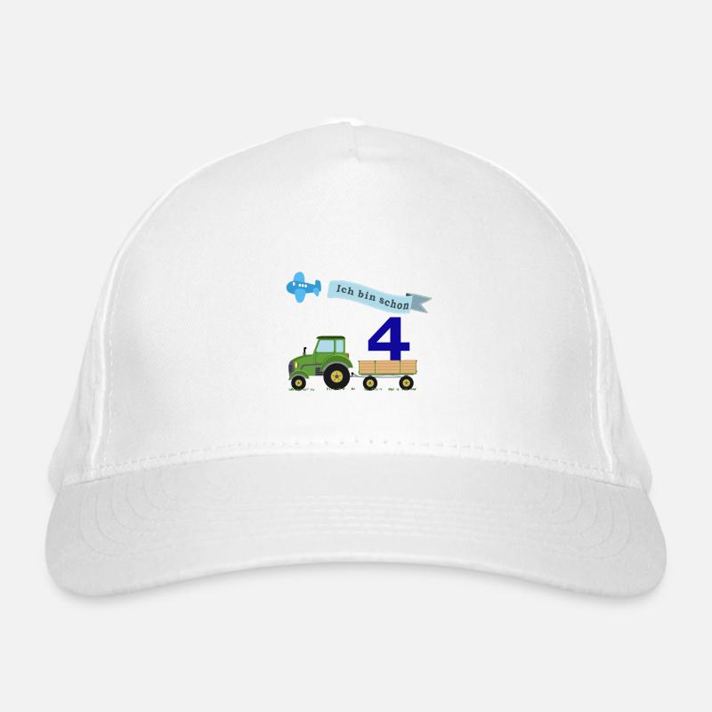 Vierter Geburtstag mit Traktor Bio-Baseballkappe