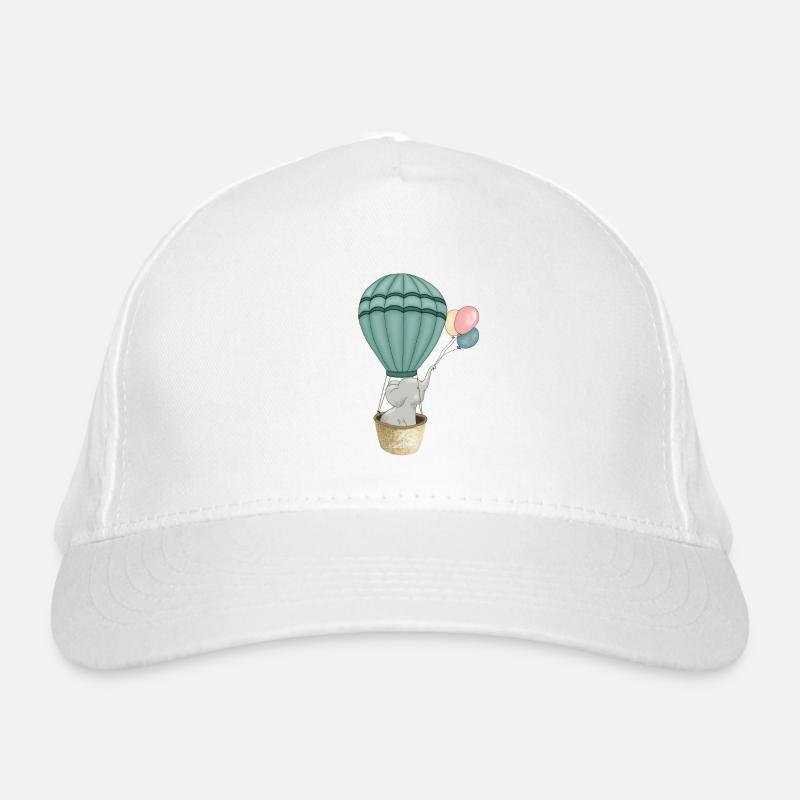 Mignon éléphant comique dans une montgolfière Casquette classique bio