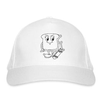 Toast mit Skateboard - Bio-Baseballkappe - Weiß - Vorne