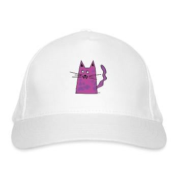 rent cat - Organic Baseball Cap - white - Front