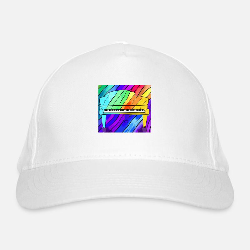 Klavier vor Regenbogen Bio-Baseballkappe