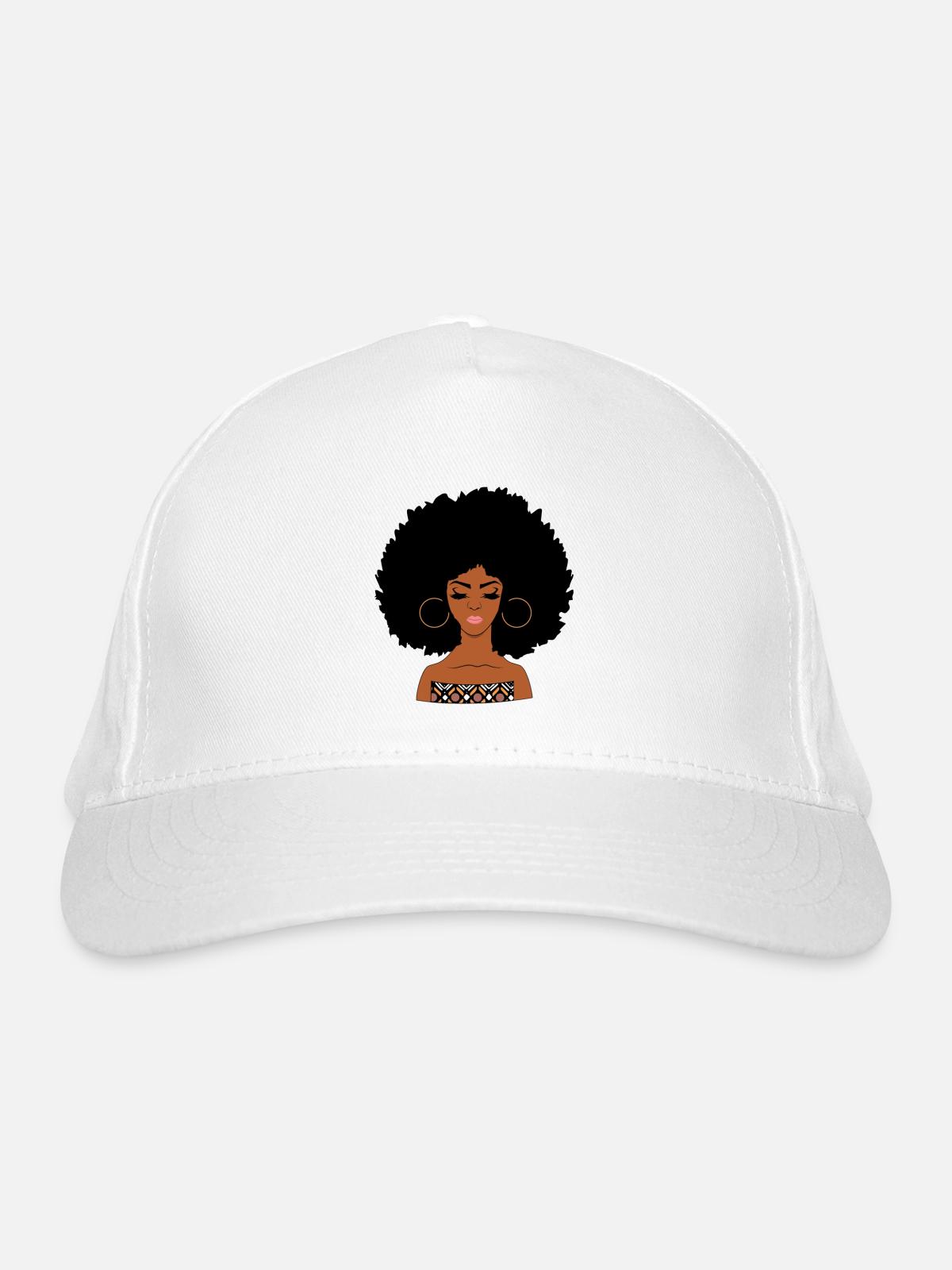 Femme afro - Casquette classique bio - blanc - Devant
