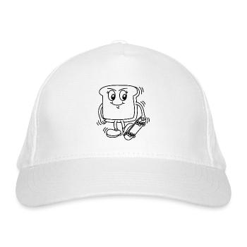Toast mit Skateboard - Bio-Baseballkappe - Weiß - Vorne
