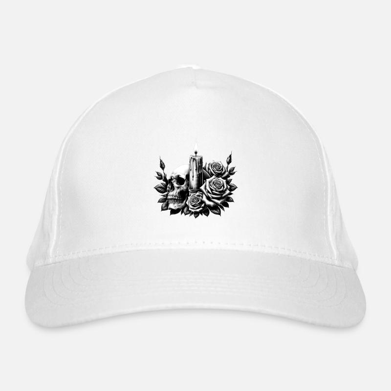 Crâne gothique et Roses Art graphique Casquette classique bio