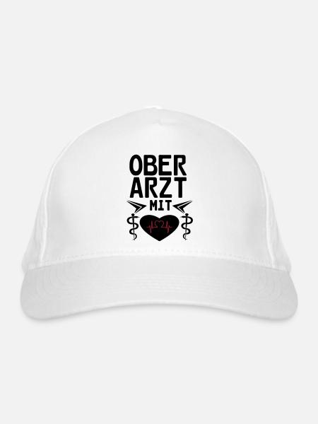 Oberarzt mit Herz Geschenk - Bio-Baseballkappe - Weiß - Vorne
