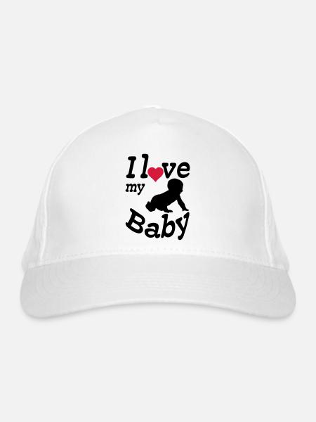 I love my Baby, Kind, Geburt, Eltern, Geschenk - Bio-Baseballkappe - Weiß - Vorne