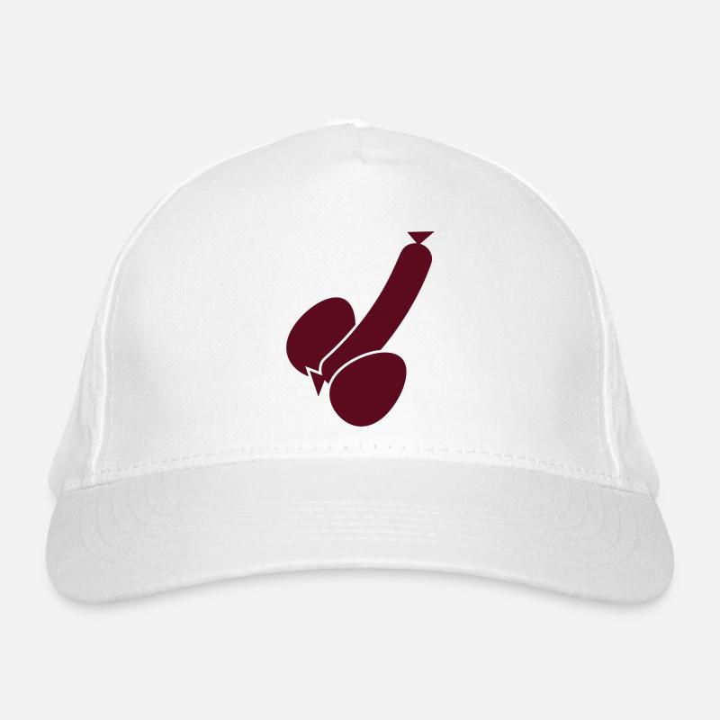 wurst_und_eier_1c - Bio-Baseballkappe - Weiß
