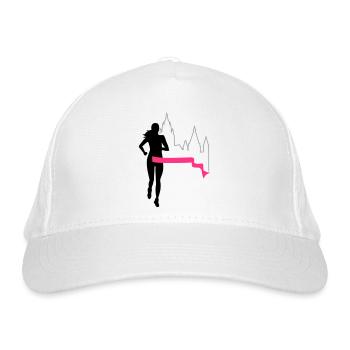Marathon - Mainz - Läuferin - Run - Lauf - 3C - Bio-Baseballkappe - Weiß - Vorne