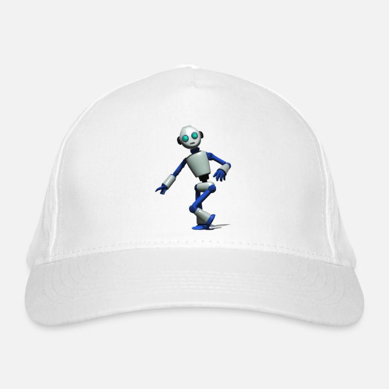 3D dance robot in blue and white Organic Baseball Cap