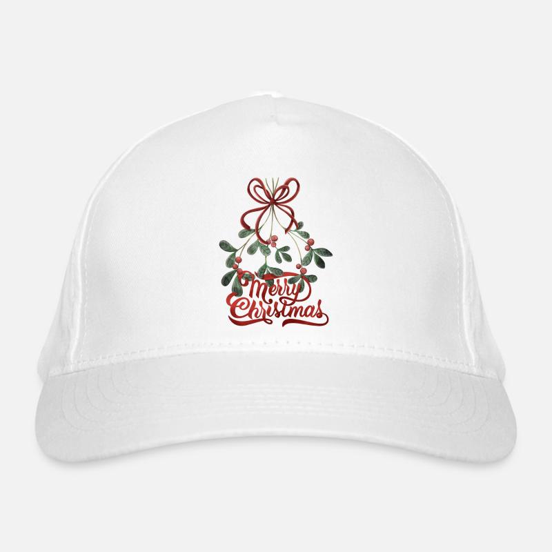Joyeux lettrage de Noël au gui Casquette classique bio