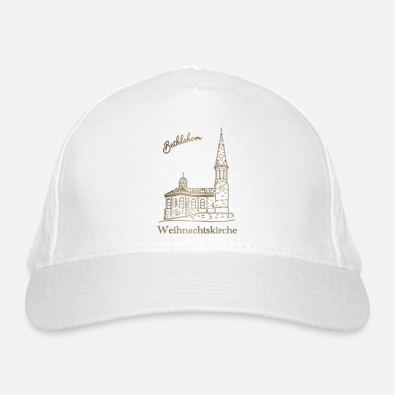 Weihnachtskirche Bethlehem, handgezeichnet Bio-Baseballkappe