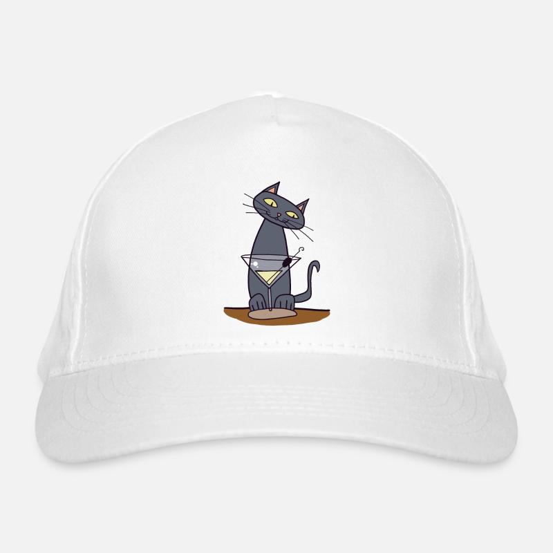 Katze mit Martini Bio-Baseballkappe