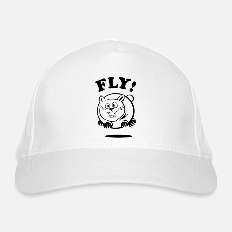 fly flying fat cat cat funny comic animals Organic Baseball Cap