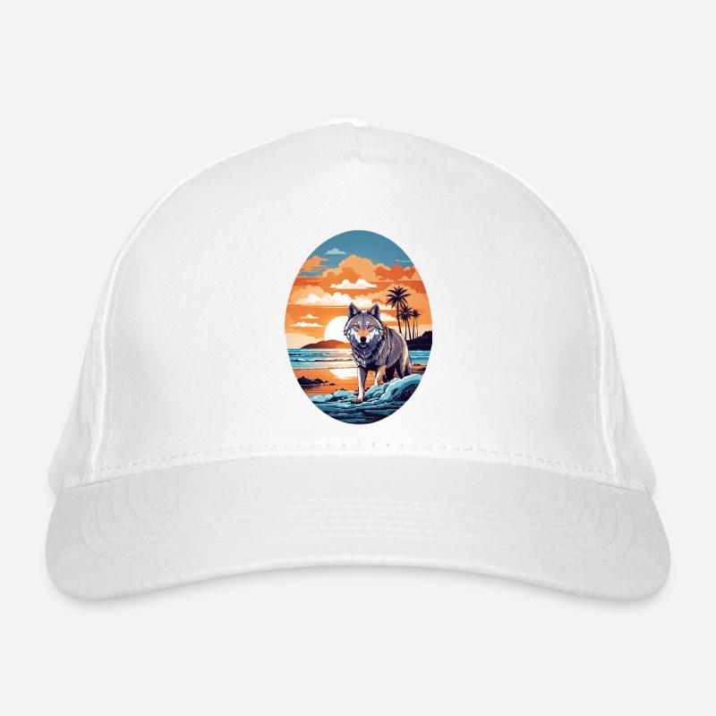 Wolf on the beach Organic Baseball Cap
