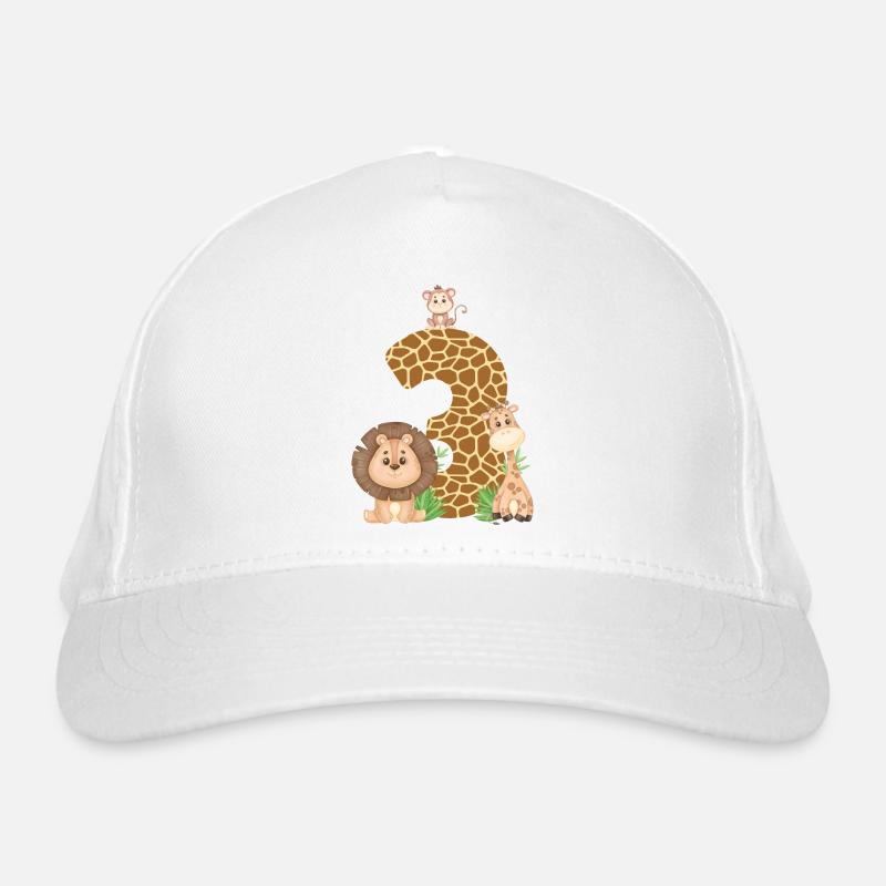 3. Geburtstag Dschungeltiere Giraffe Löwe Affe Bio-Baseballkappe
