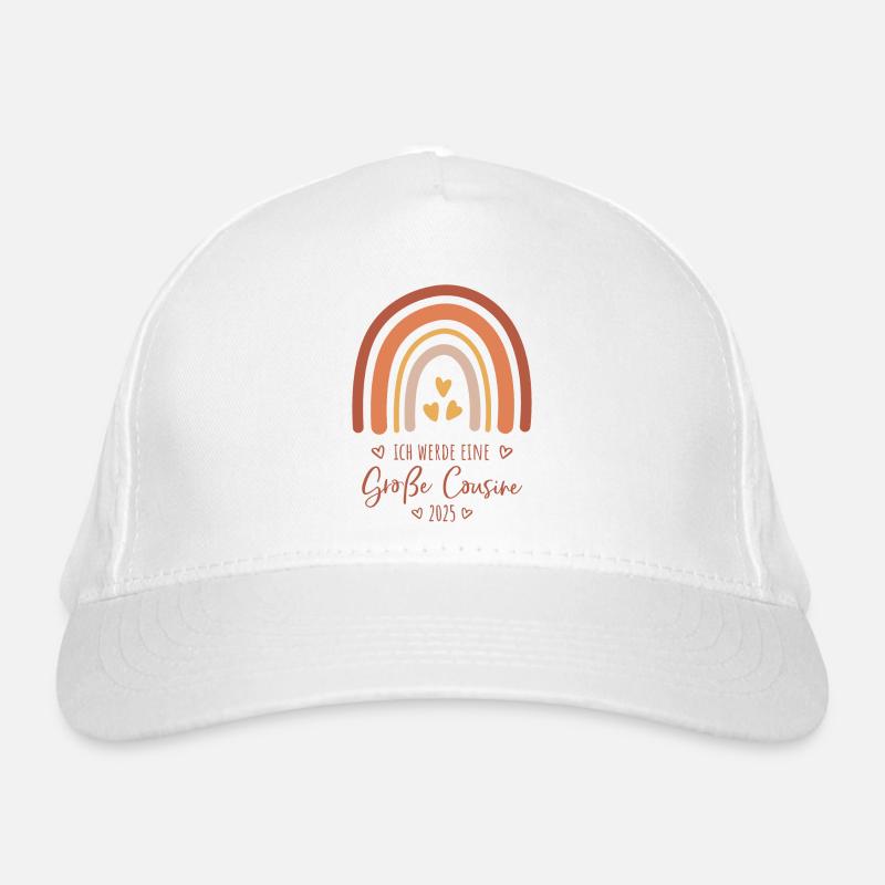 Boho Regenbogen Ich werde eine große Cousine 2025 Bio-Baseballkappe