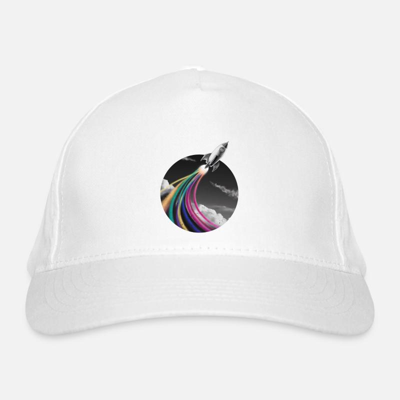 Colorful Spray Rocket - Organic Baseball Cap - white