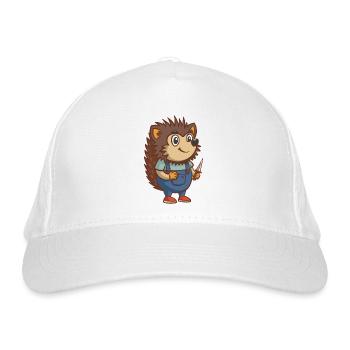 Cute hedgehog with sharp knife - kawaii gore - Organic Baseball Cap - white - Front
