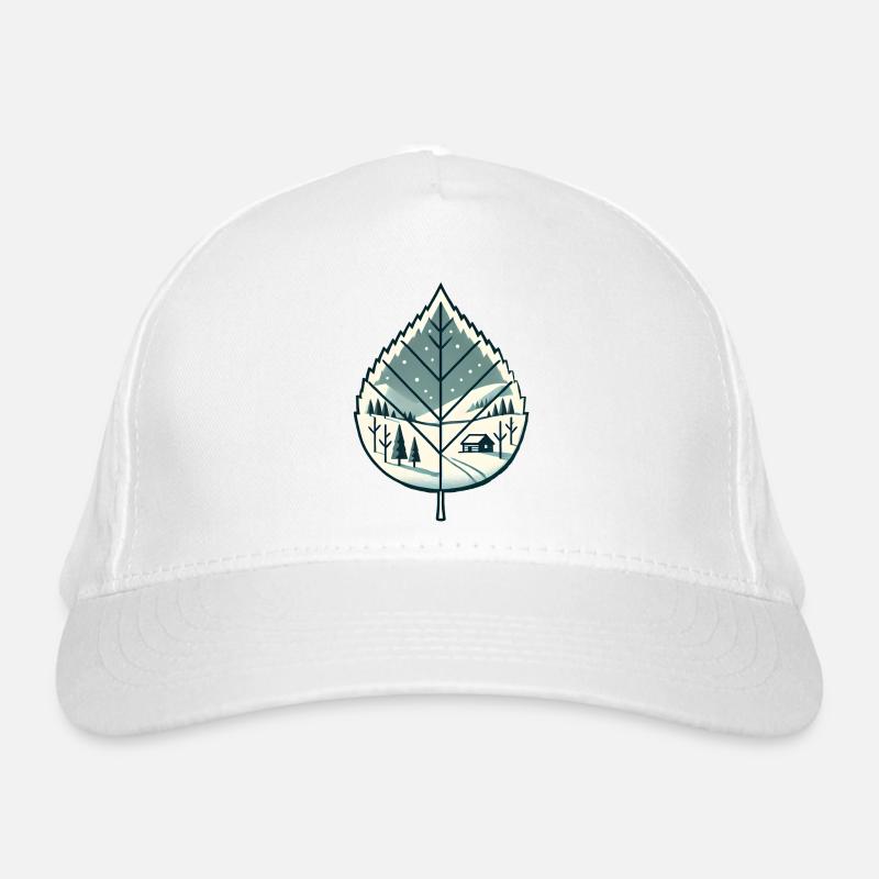 Blatt mit Schneelandschaft Bio-Baseballkappe