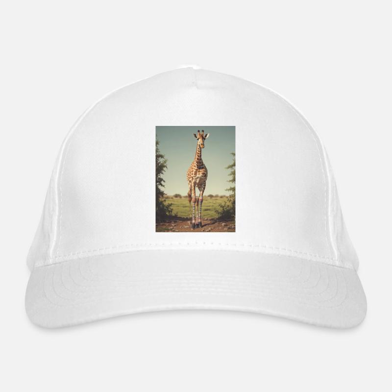 Giraffe with Socks - Bio-Baseballkappe - Weiß
